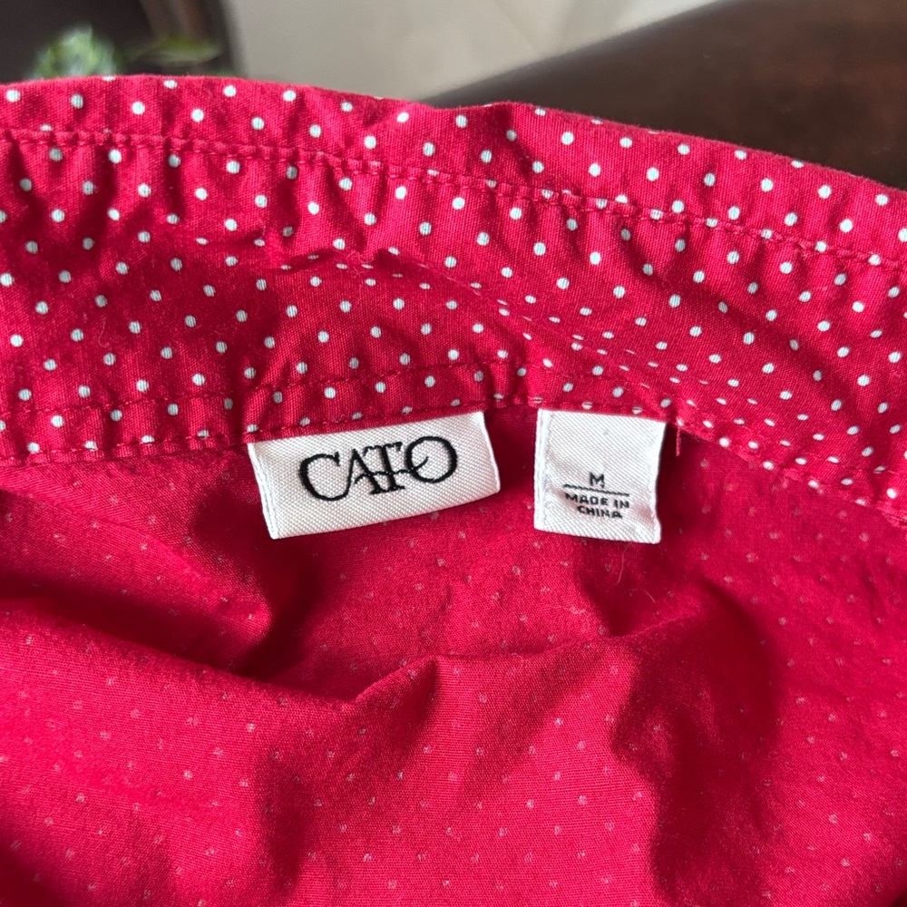 Cato Red Button Down Shirt with gray Dots - Picture 13 of 13